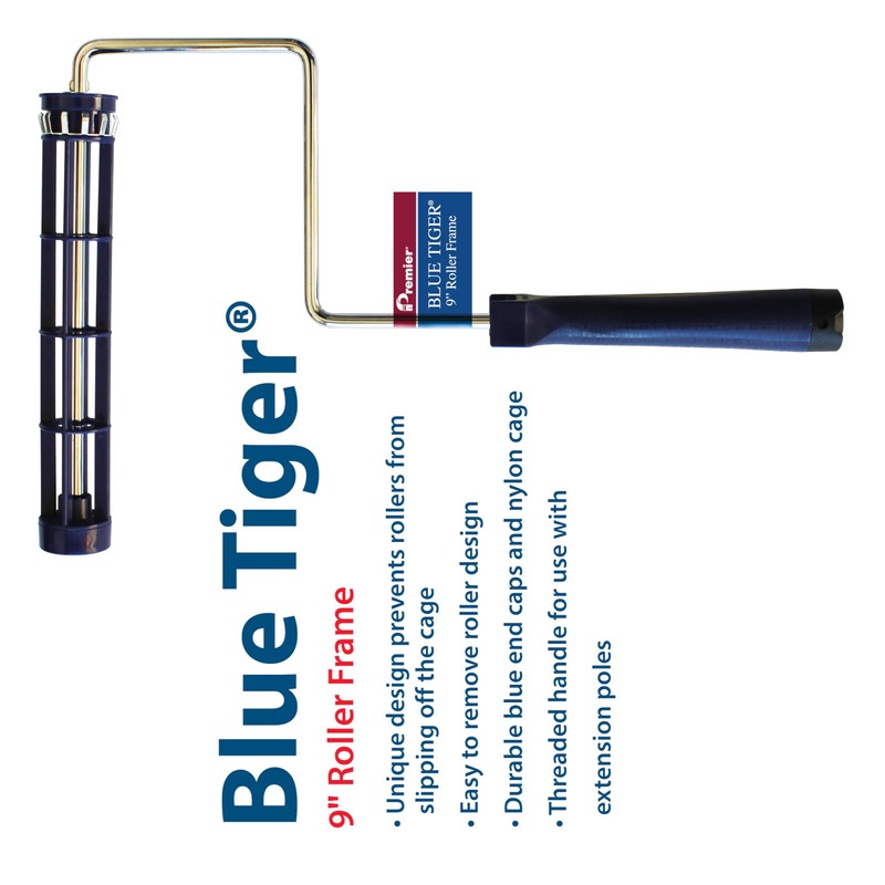 9" Premier Paint Roller 9IF-1000 Roller Frame Blue Tiger No