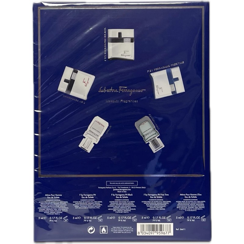 Salvatore Ferragamo 5-piece Mini Set, Eau De Toilette for Men,