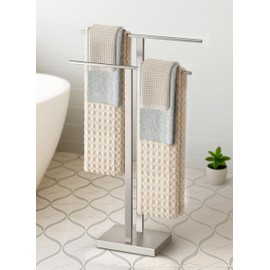 KES Freestanding Towel Rack for Bathroom, Floor Towel Racks for Bathroom with Weighted Base 2-Tier, Double Bath Towel Holder 18/8 Stainless Steel Brushed Finish, BTH231-2