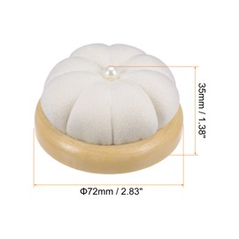 QUARKZMAN Wooden Base Pin Cushion Japanese Style Cute Pin Holder Round Shape for Sewing Quilting Crafts DIY Crafts Cream