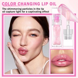 XINGXYUEL Magic Color Changing Lip Oil Tinted Lip Gloss Hydrating Conversion Lip Glow Oil Color Changing Lip Balm Shimmer Glossy Non-Sticky Plumping Lip Oil Stain
