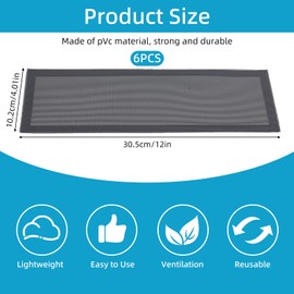 NICENEEDED 6 Pack Magnetic Vent Covers, 11.8 x 4 Inch Air Vent Filters Mesh Screen Dust Filter, Vent Register for Floor Wall Ceiling Registers Home