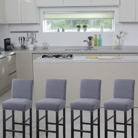 HFCNMY Bar Stool Covers,4 Pack Stretch Bar Stool Covers with Backs Jacquard Bar Stool Chair Covers Barstool Covers Slipcovers with Back Pub Counter Stool Chair Covers with Elastic Bands Gray