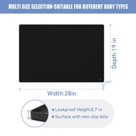 URMONA 28" x 19" Silicone Pet Feeding Mat, Dog Cat Food and Water Mat, Waterproof Raised Edge Cat Litter Box Tray, Rubber Pets Accessories, Puppy Kitty Essentials（Black）