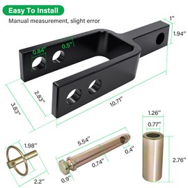 Versatile Quick Hitch Adapter with Adapter Sleeve Integrated Molding No Welding Used to Adjust Top Link Bracket Movements Fit for Category 1 3-Point Quick Hitch Tractors