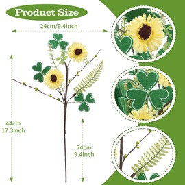Zythrem 8pcs St.Patricks Day Decorations,Artificial Shamrock Daisy Picks Fake Gerbera Clover Flower for St.Patrick's Day Home Party Table Centerpiece