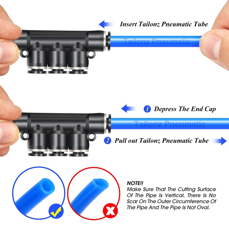 TAILONZ PNEUMATIC 3/8 Inch OD 5Pcs Straight Push Connectors Plastic
