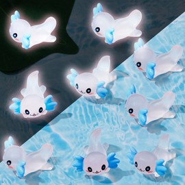 12 Pieces Mini Resin Axolotl Charm Axolotl Tiny Animal Figurine Miniature Figures Garden Landscape Aquarium Dollhouse Ornament Potted Plants Decoration DIY Crafts for Christmas (Light Pink)