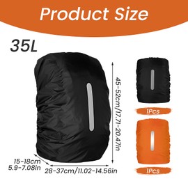Techchii 2 Stück RegenhüLle Rucksack, Regenschutz Rucksack mit Reflexstreifen 30-40L Regenschutz Schulranzen Rucksack überzug Wasserdicht Rucksack Schutzhülle für Radfahren, Wandern, Camping