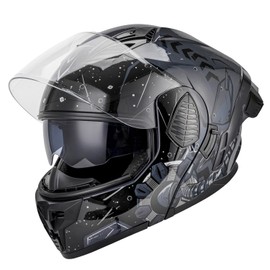 OUMURS Modular Motorcycle Helmets Full Face Flip up Street Bike Motorcycle Helmet for Unisex Adult Model-167 Future Grey - XXL