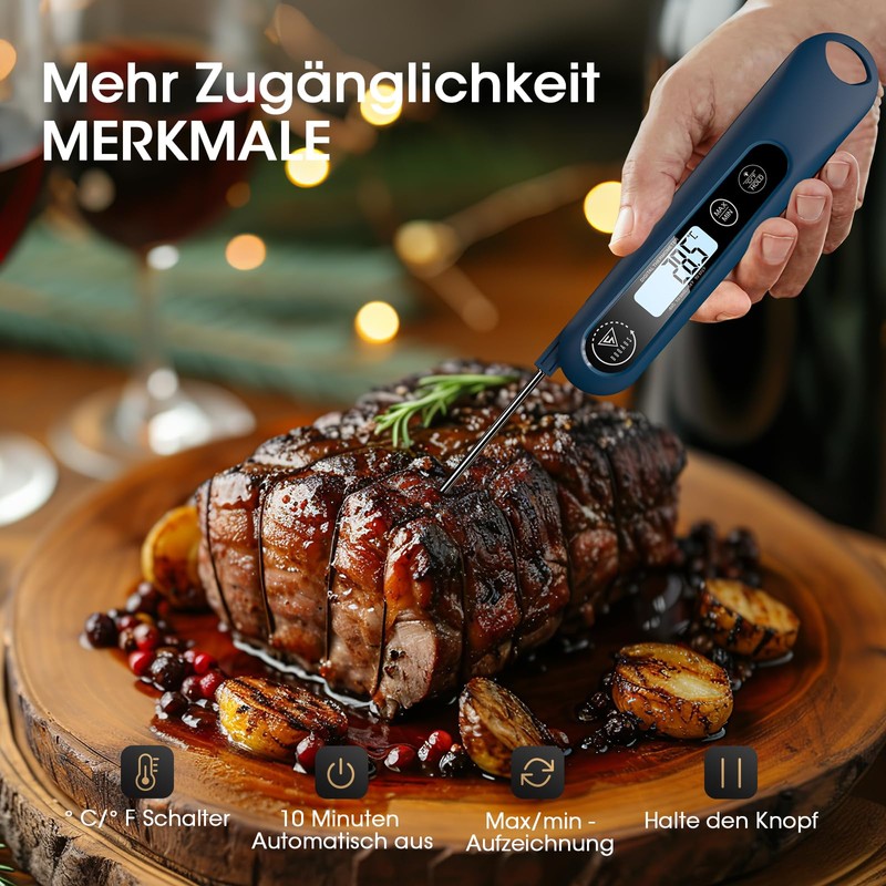 DOQAUS Barbecue Thermometer, Digital Roasting Thermometer, Meat Thermometer, Cooking Kitchen