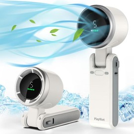 5-Speed Turbo Cooling Fan – 4000mAh Battery, 10H Continuous Use, 3-in-1 Portable (Handheld/Desk/Neck), USB Rechargeable for Work, Gym, Beach - Colour: White