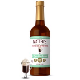 Matteo's Irish Cream Syrup for Coffee, Lattes, Cappuccinos & Desserts – Sugar-Free Sweetener for Beverages, Keto Friendly, Zero Calories, Indulgent Flavor, Non-Alcoholic, 33.8oz (1pk)