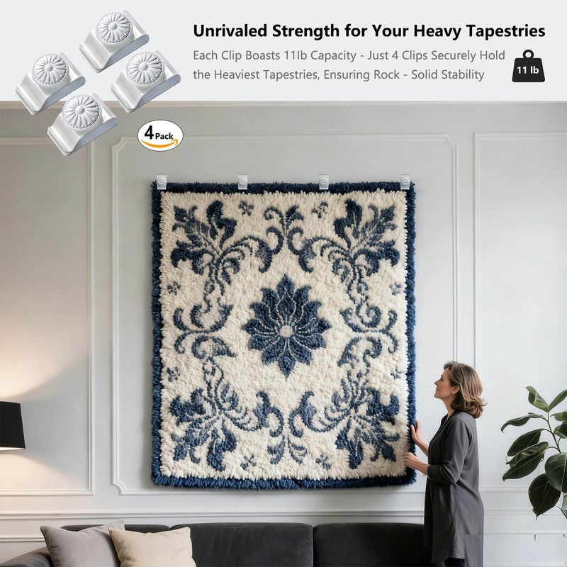 Tapestry Wall Hanging Clamps 4 Pack 1.2x2.0 Textile Art Decoration