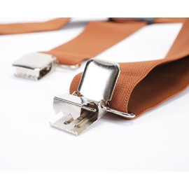 Linemoon Suspenders for Men Heavy Duty, 2 Inch Wide Adjustable Elastic X Back Suspender Brown