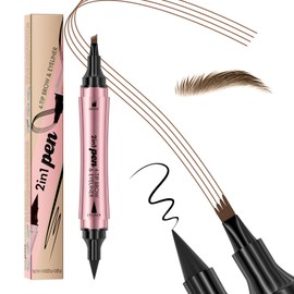 Microblading Eyebrow Pencil,2-In-1 Dual-Ended Eyeliner And Eyebrow Pen with 4-Fork Micro-Fork,Precise Brow Pen for Natural,Waterproof and Long-Lasting Eye Brow Pencils for Women Brown(Light brown)