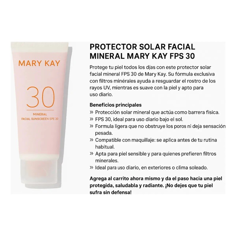 Protector Solar Facial Mineral Mary Kay Fps
