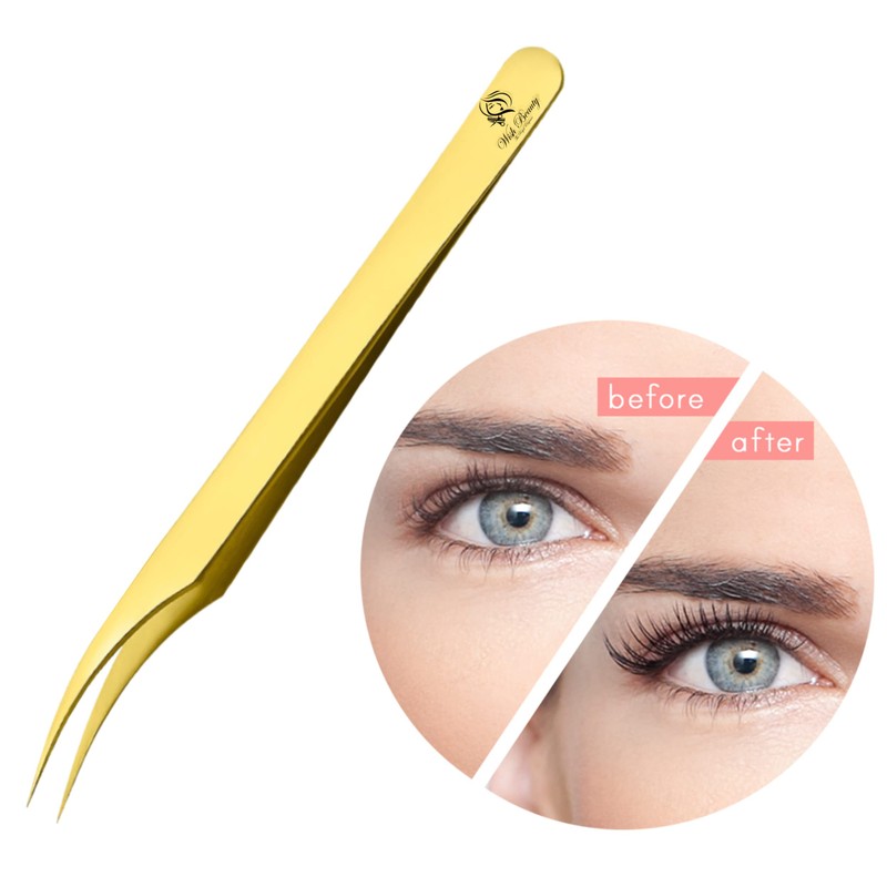 Wishbeauty Lash Tweezers for Eyelash Extensions, Professional Tweezers, Stainless Steel
