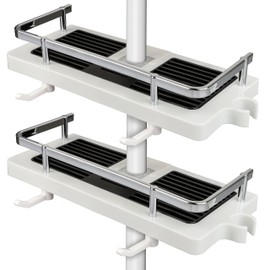 BELLE VOUS 2 x Shelf for the Shower - Soap Holder No Drilling - Shower Rail Storage Shelf Set - Shower Shelf for Shower Rail - Shower Storage Shelf - White