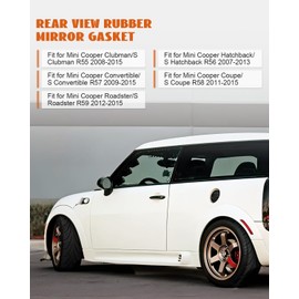Exterior Side View Mirror Housing Rubber Gasket Repair Set Fit for Mini Cooper Gen2 Clubman R55 Hatchback R56 R57 Coupe R58 Roadster R59 2007-2015, Replace 51162755639 51162755636
