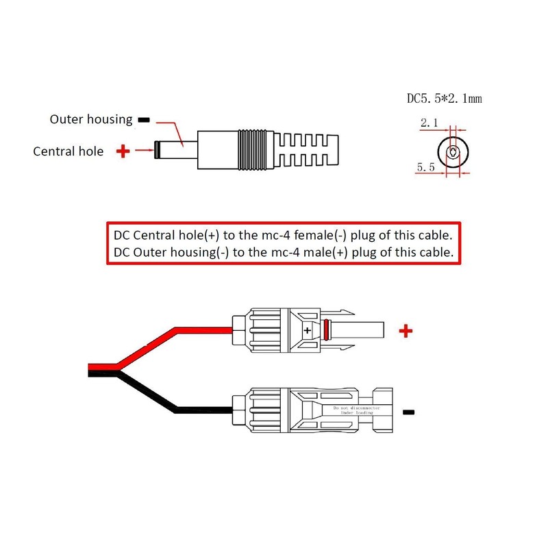 Solar Panel Connectors Work with MC4 to DC Extension Cable