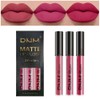 evpct 3Pcs Mauve red Berry pink Rose red Matte Liquid