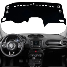 KEEGTBOX - Funda de salpicadero para salpicadero interior compatible con Jeep Renegade SUV Sport Latitude Limited Trailhawk 2015-2022, protector de rayos UV con reflejos (borde negro)