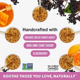 MommaBear Organics Handcrafted Kids Cough Lollipops – Natural Sore Throat Relief & Cough Drop Suckers for Kids 3+ – Elderberry Bits, Honey & Organic Flavors – Tightly Sealed for Freshness, 5pc