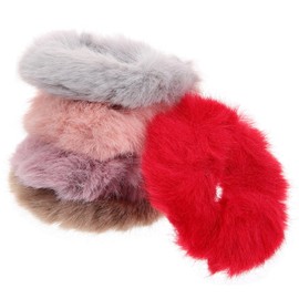 Baluue 5pcs Adorable Plush Hair Accessories Hair Ties and Elastic for Girls for Parties Weddings and Everyday Use Random Colors