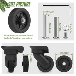 Vivikivi Pack of 4 Luggage Wheels Replacement Universal Mute Luggage Luggage Wheels Replacement with Axle Universal Luggage Wheel Replacement Kit, black, VK-C5 (50 mm)