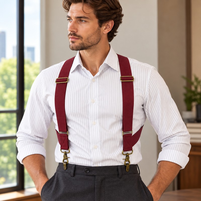 Men's X-Back Suspenders for Pants – 3.5cm Wide Adjustable Elastic