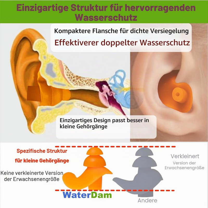 WaterDam A-Series Swimming Earplugs Ultra Comfortable Great Waterproof Size 2A