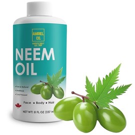 Amriel Co Neem Oil 8 fl oz (227ml) | Cold-Pressed for Maximum Potency | 100% Pure and Natural | Promotes Healthy Skin and Hair | Multipurpose Solution | By Amriel Co.