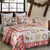 MarCielo Christmas Quilt Set Bedspread Set B021(Queen),Red