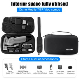 HAASIKI Osmo Mobile 7/ 7P Tasche,PU Leder Tragbare Aufbewahrungs-Schultertasche Reisetasche für DJI Osmo Mobile 7 /7P Vlog Combo Gimbal Stabilizer Zubehör