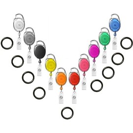 Colourful Carabiner YO YO Retractable Belt Clip with Rubber O Ring Bottle Holder (Ring 22mm Wide) Nurse Doctor (Yellow)