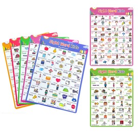 Lachilly Sight Words 5 Levels Learnig Posters, Vocabulary Building, Preschool, Home, Middle and High School Classroom Wall Decoration, Bulletin Board Set, Teacher Teaching Aids, 5 Sheet