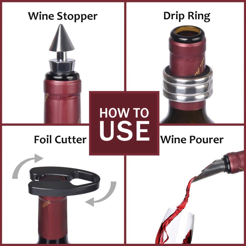 Kato Tirrinia 5 Pcs Wine Accessories Gift Set, Wine Opener
