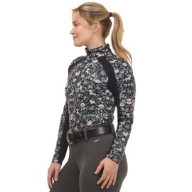 Kerrits First Level Quarter Zip Fleece Tech Top - Print Black Fairy Tails Size: M