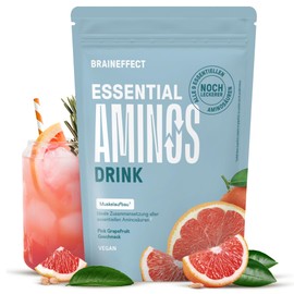 BRAINEFFECT Essential Aminos - Complete Amino Acid Profile (11 Amino Acids) - Grapefruit Flavour (270 g)