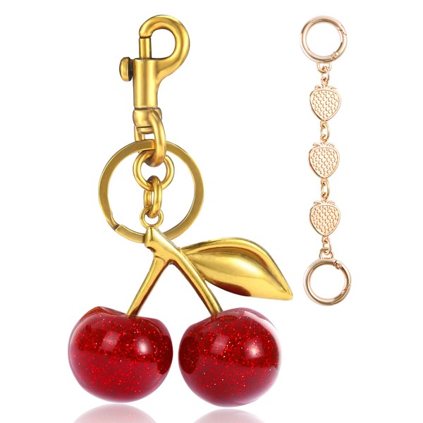 Cherry Keychain Purse Strap Extender Cherry Bag Charm Cherry Keyring