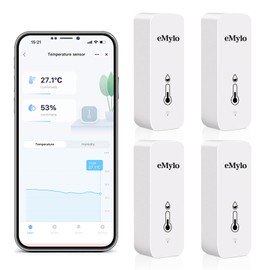 eMylo WiFi Thermometer Hygrometer, Wireless Indoor Temperature Humidity Sensor with App Alert & Data Storage, Smart Monitor for Home Bedroom Greenhouse, Alexa Compatible, Battery Included (4-Pack)