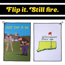 ZEETY Funny Golf Towel – 16" x 24" Premium Microfiber with Clip Holder for Golf Bags – Golf Accessories & Gifts for Men and Women (JUST TAP IT in)