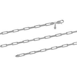 LeCalla Rhodium Plated 925 Sterling Silver Italian 3.5 MM PaperClip Link Chain Necklace for Women 24 Inches