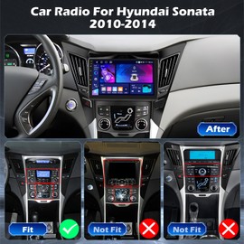 [4+64G] Hikity Car Radio for Hyundai Sonata 2010 2011 2012 2013 2014, 9 Inch Touch Screen Stereo GPS WiFi Bluetooth Backup Cam Mic