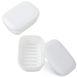 Quatish 2 Pack Travel Soap Container, Portable Soap Holder with Lid, Travel Bar Soap Holder, Soap Case for Camping Gym Travel, Soap Box for Bathroom, White