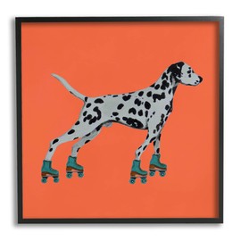 Stupell Industries Orange Dalmatian Rollerskating Framed Giclee Art, Design by Coco de Paris