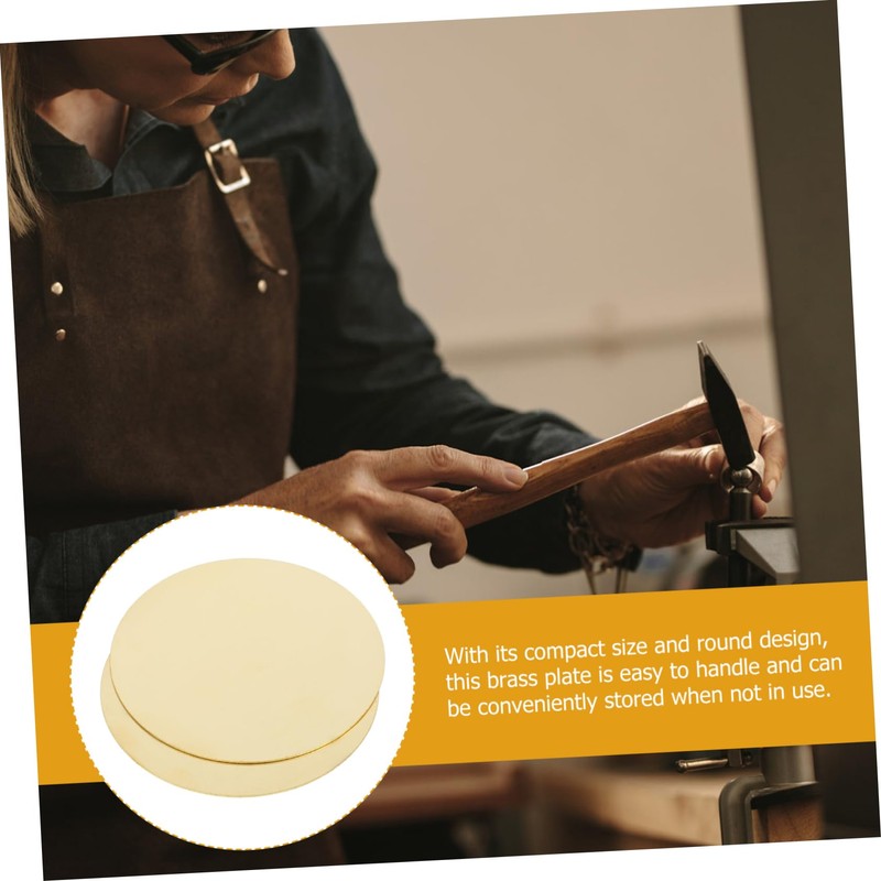 Hohopeti 2pcs Brass Plates for DIY Crafts Sturdy Round Metal