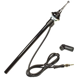 tomzz Audio 1000-040 Universal Telescopic Antenna for Mudguard Mounting Large Head DIN + ISO Plug Stainless Steel Look