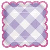 Unique 25534 Square Paper Plates-18 cm-Pastel Gingham Party-8 Count (Pack